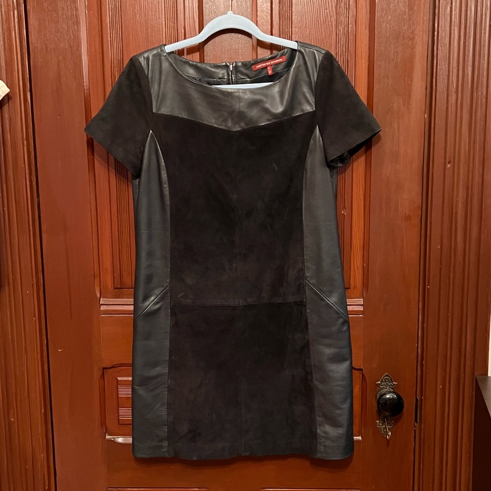 Comptoir des Cotonniers Black Nannay Leather & Suede Mini Cocktail Dress size L